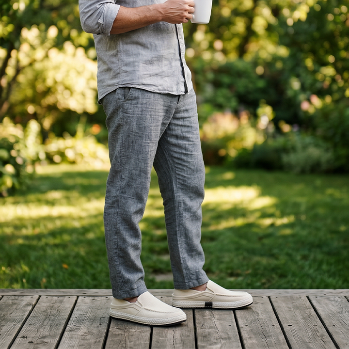Rear view of men's canvas slip-on casual shoes