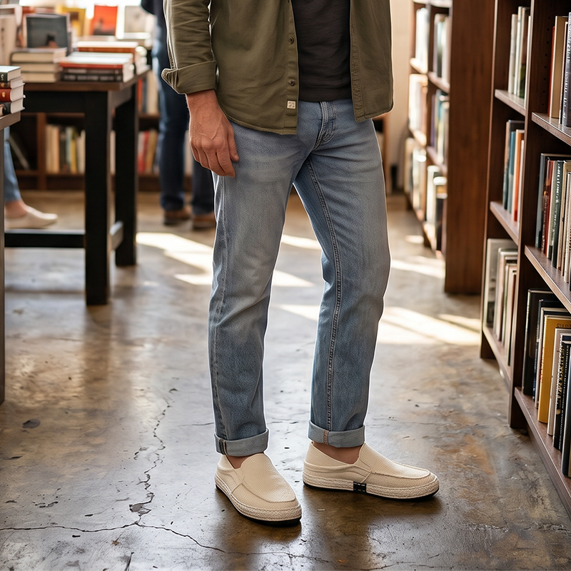Men's casual canvas slip-on shoes displayed as a pair