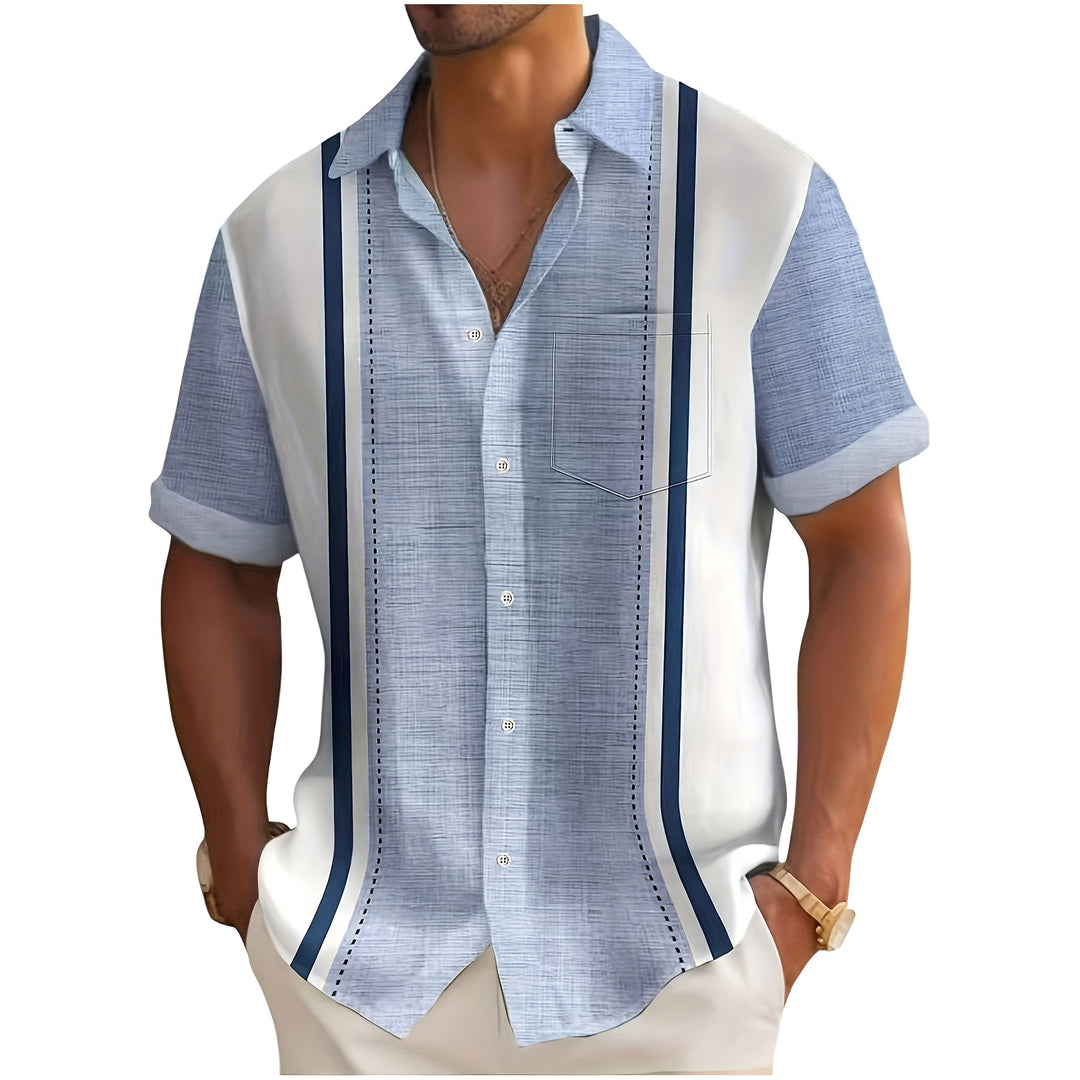 Men's textured striped resort shirt in a relaxed holiday style