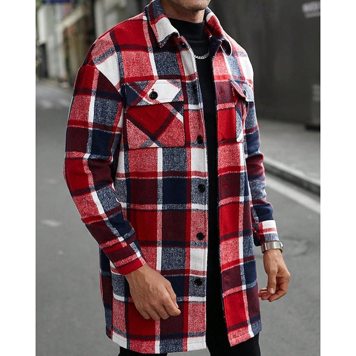 Side view of the men's shirt jacket showing its relaxed shape