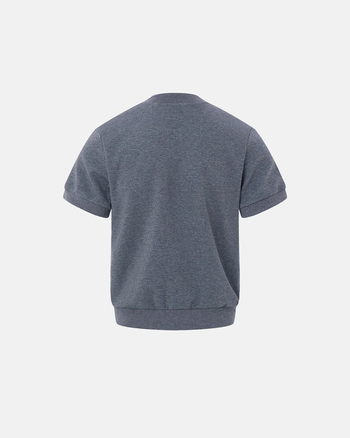 Close-up of the button front on the men's short sleeve cardigan