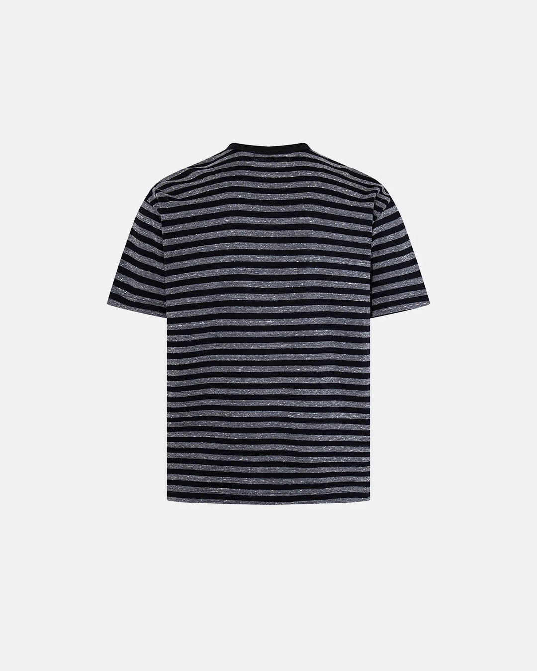 Side view of the men's striped Henley T-shirt in a relaxed fit