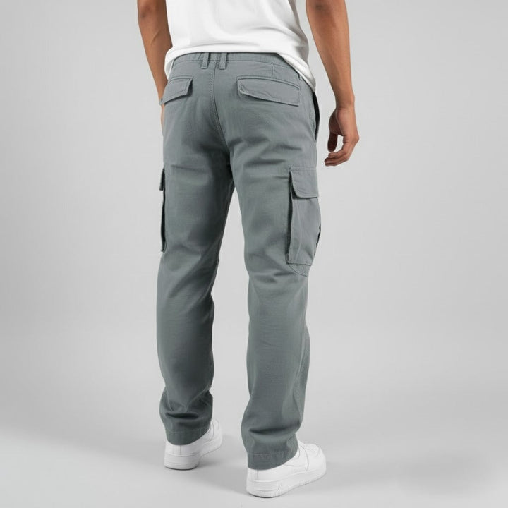 Men's tapered cargo trousers in a clean smart casual outfit