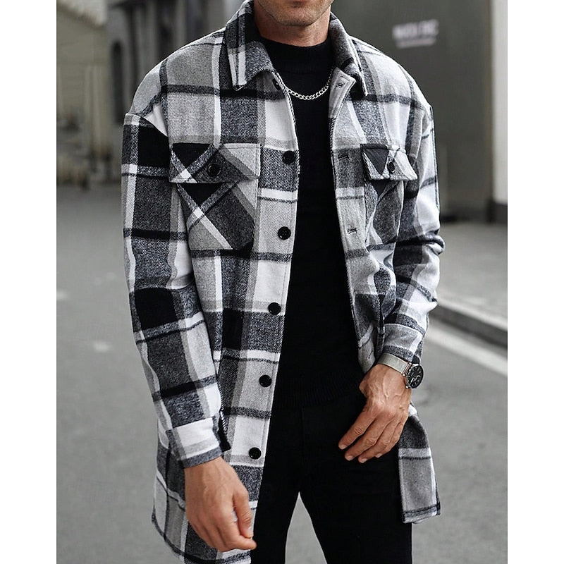 Men's Plaid Shirt Jacket Relaxed Fit