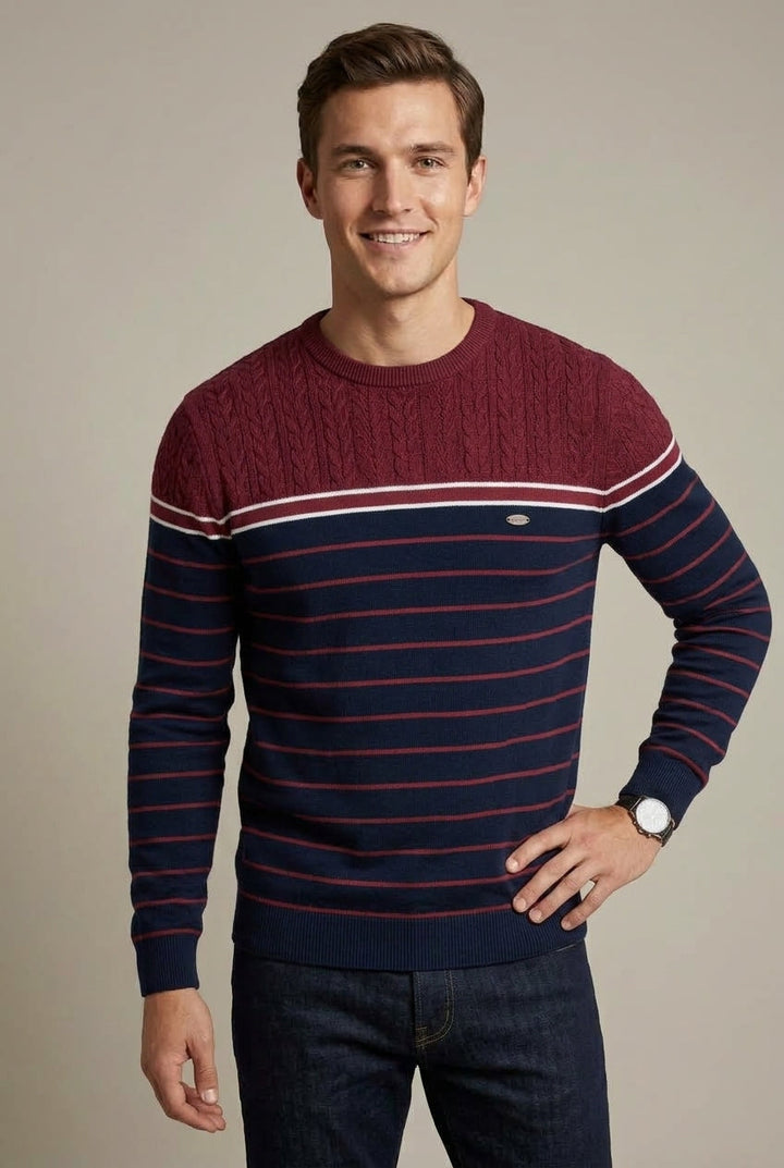 Men's Striped Crew Neck Jumper