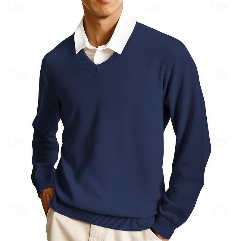 Men's Fine Knit V Neck Jumper
