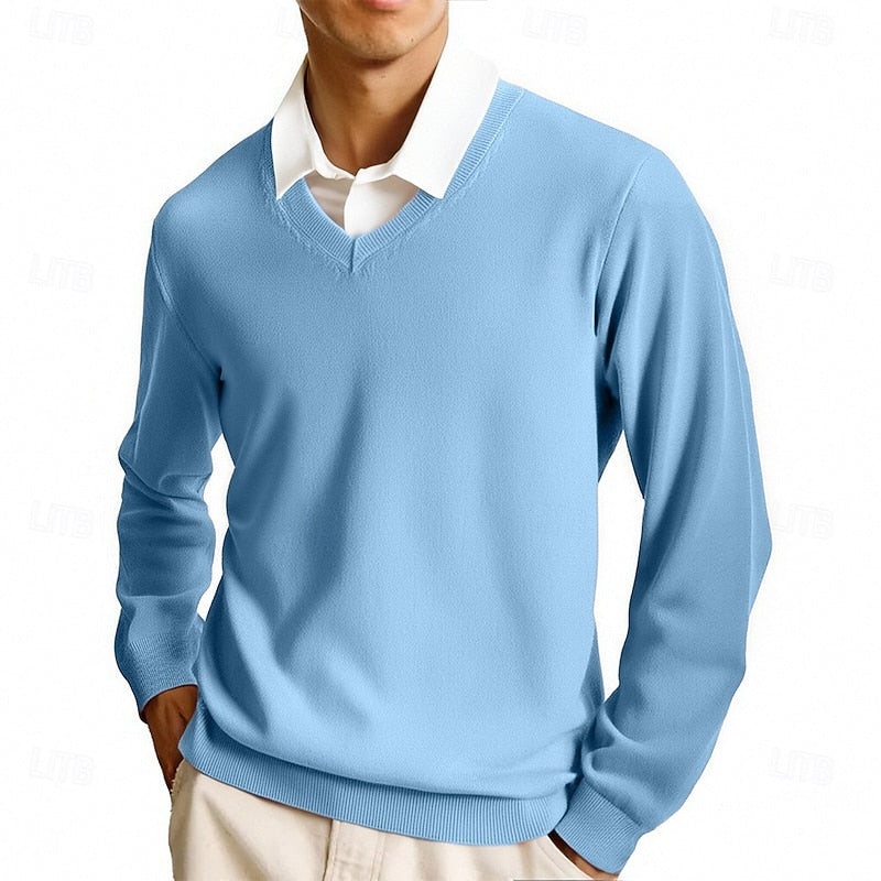 Men's Fine Knit V Neck Jumper