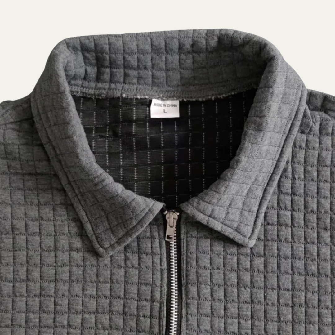 Men's relaxed fit polo and shorts set in waffle knit, back view
