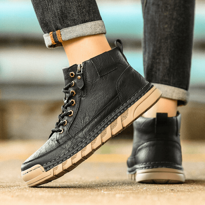 Full view of men's classic regular-fit leather boots