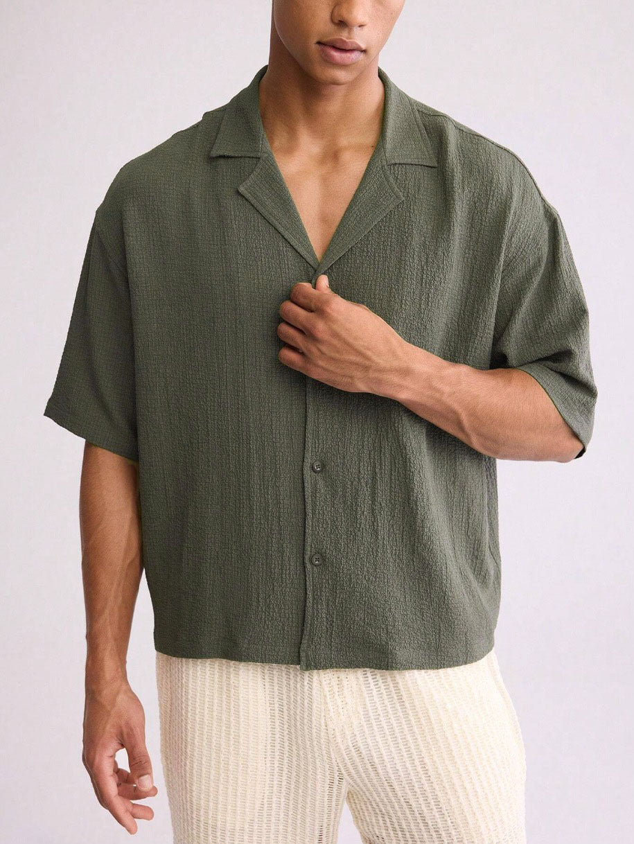Men's Short-Sleeve Camp Collar Shirt Relaxed Fit