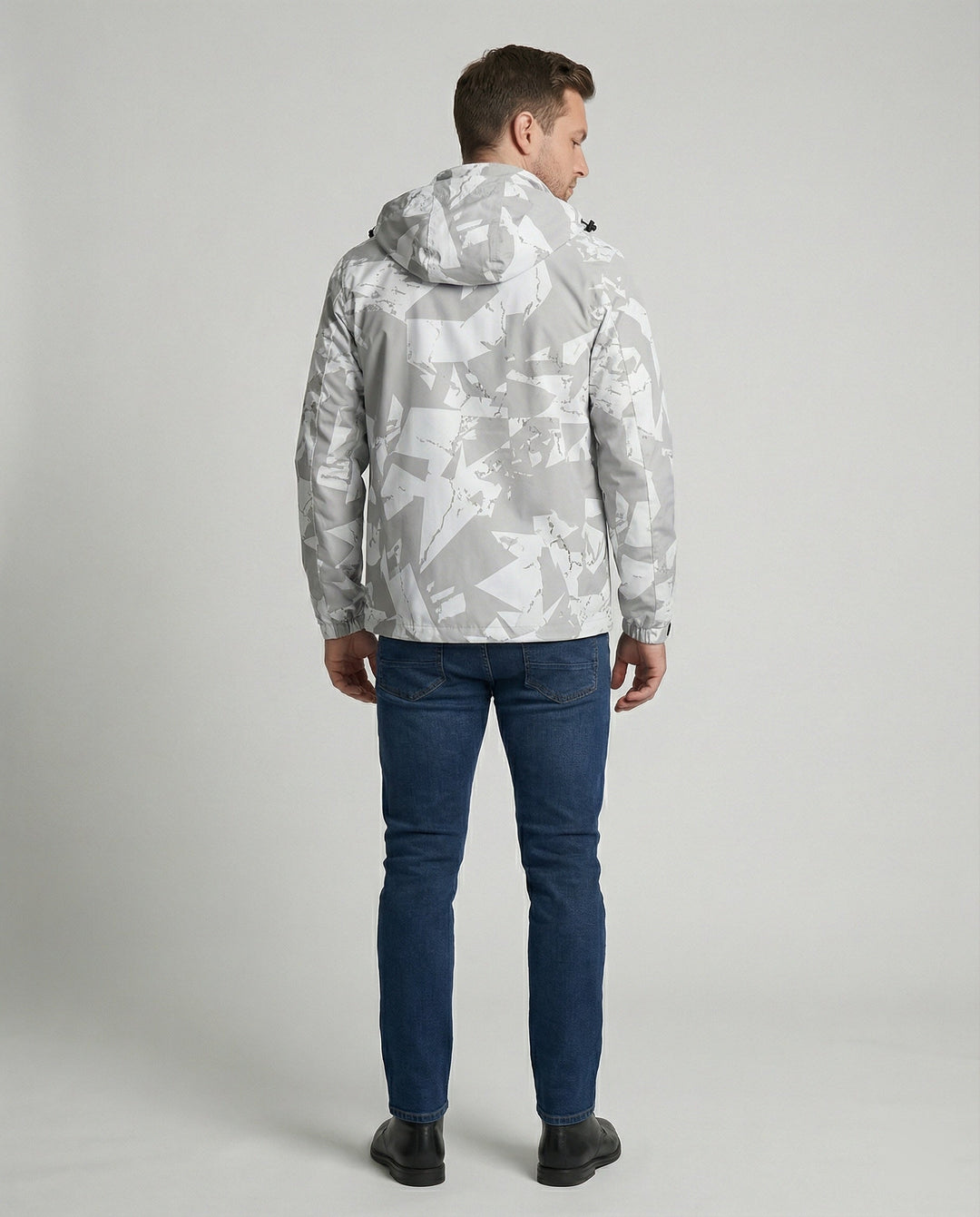 Side view of the women's letter print ski jacket