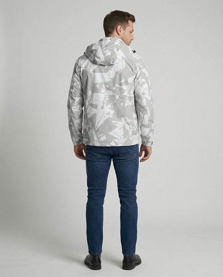 Side view of the women's letter print ski jacket