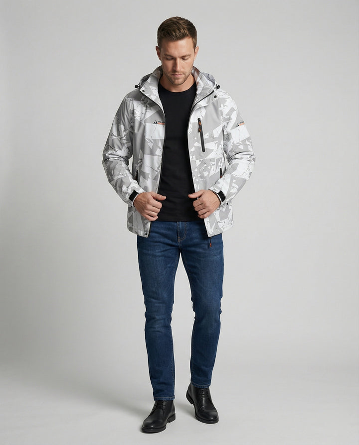Women's ski jacket displayed with its sporty outerwear design
