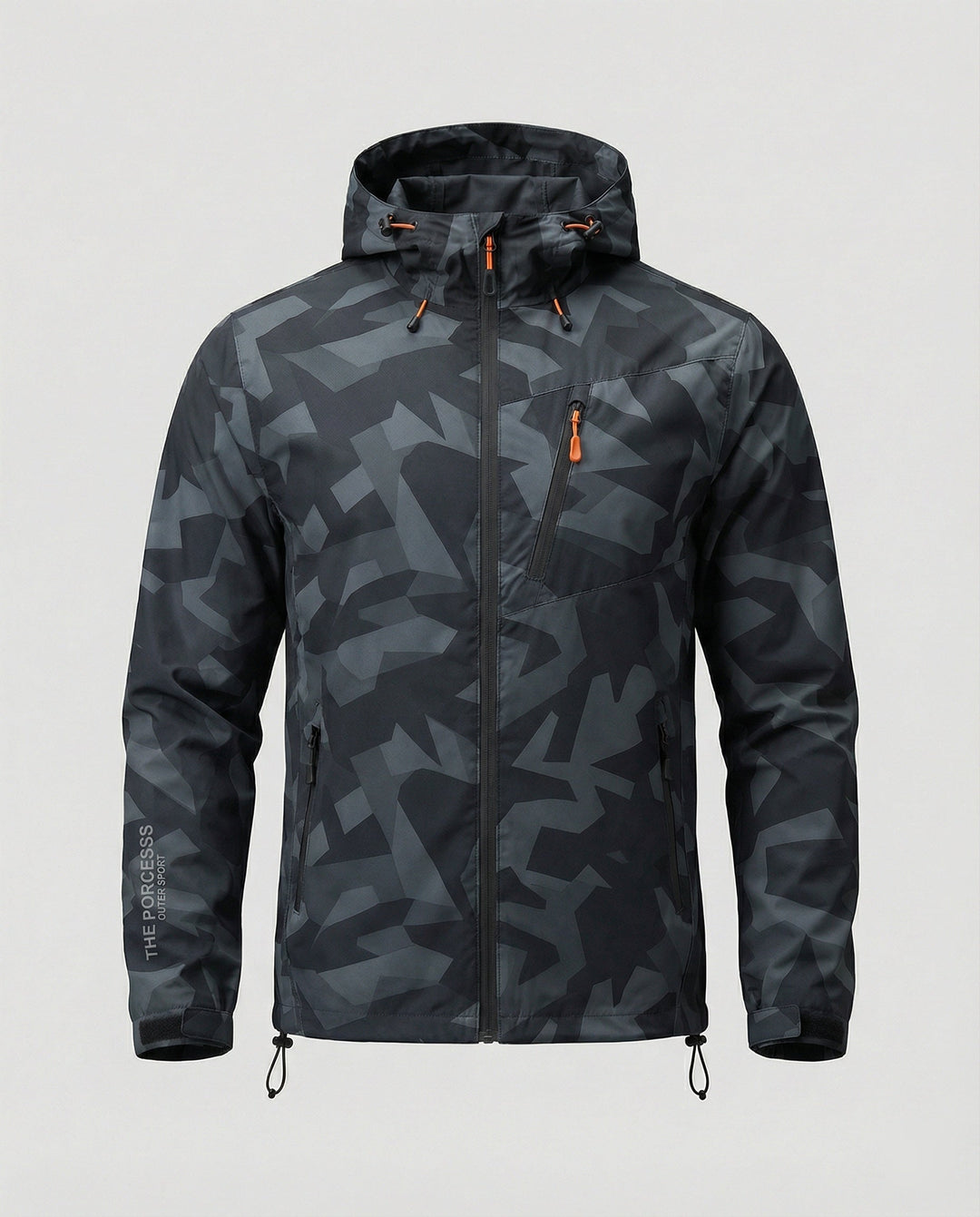 Full view of the women's ski jacket with letter print