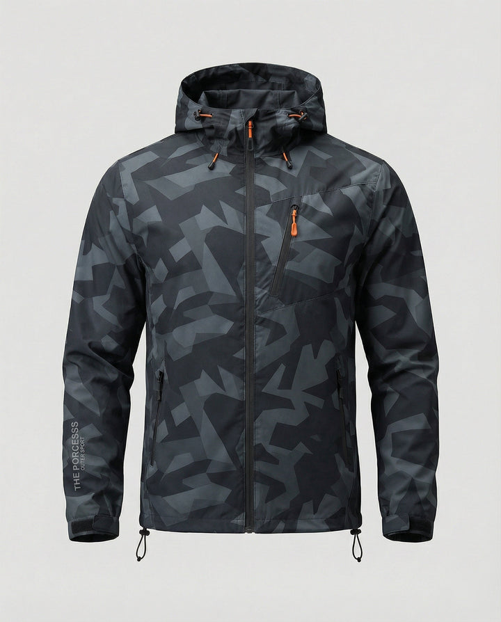 Full view of the women's ski jacket with letter print