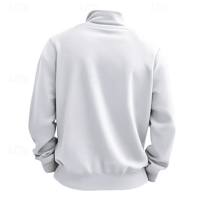 Side view of a men's quarter zip jumper with long sleeves