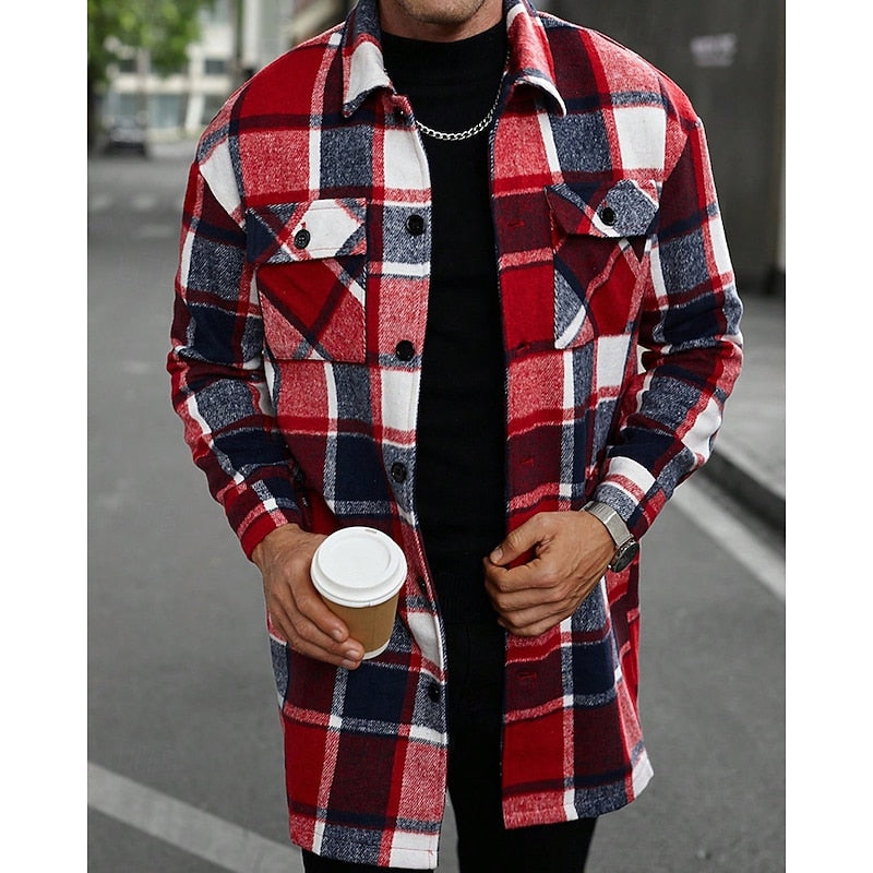 Collar detail on a men's relaxed-fit shirt jacket