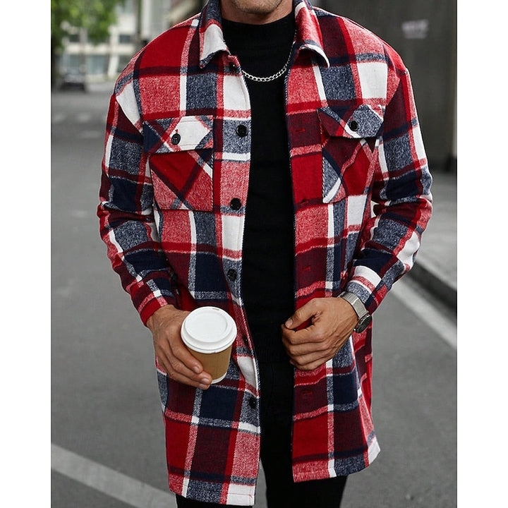 Collar detail on a men's relaxed-fit shirt jacket