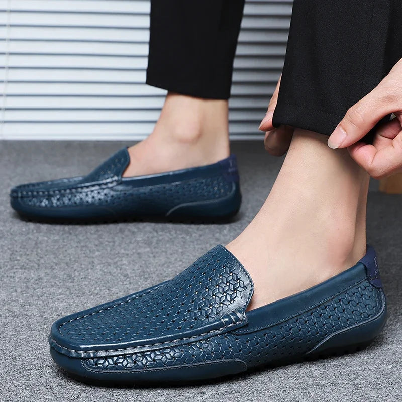 Men's loafers styled as versatile smart-casual footwear